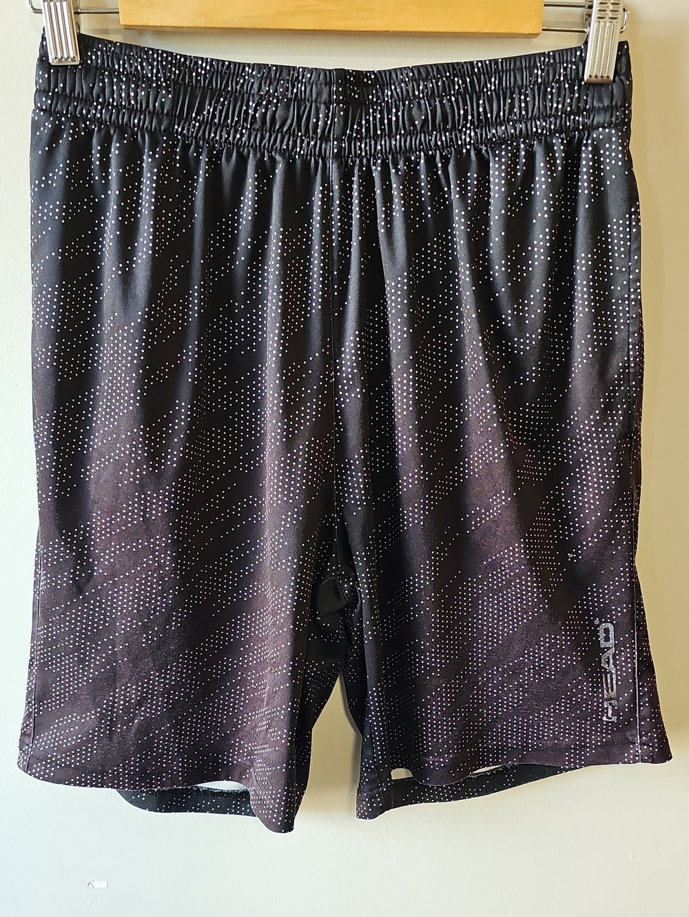 Head Medium Black Athletic Shorts with White Dot Print
